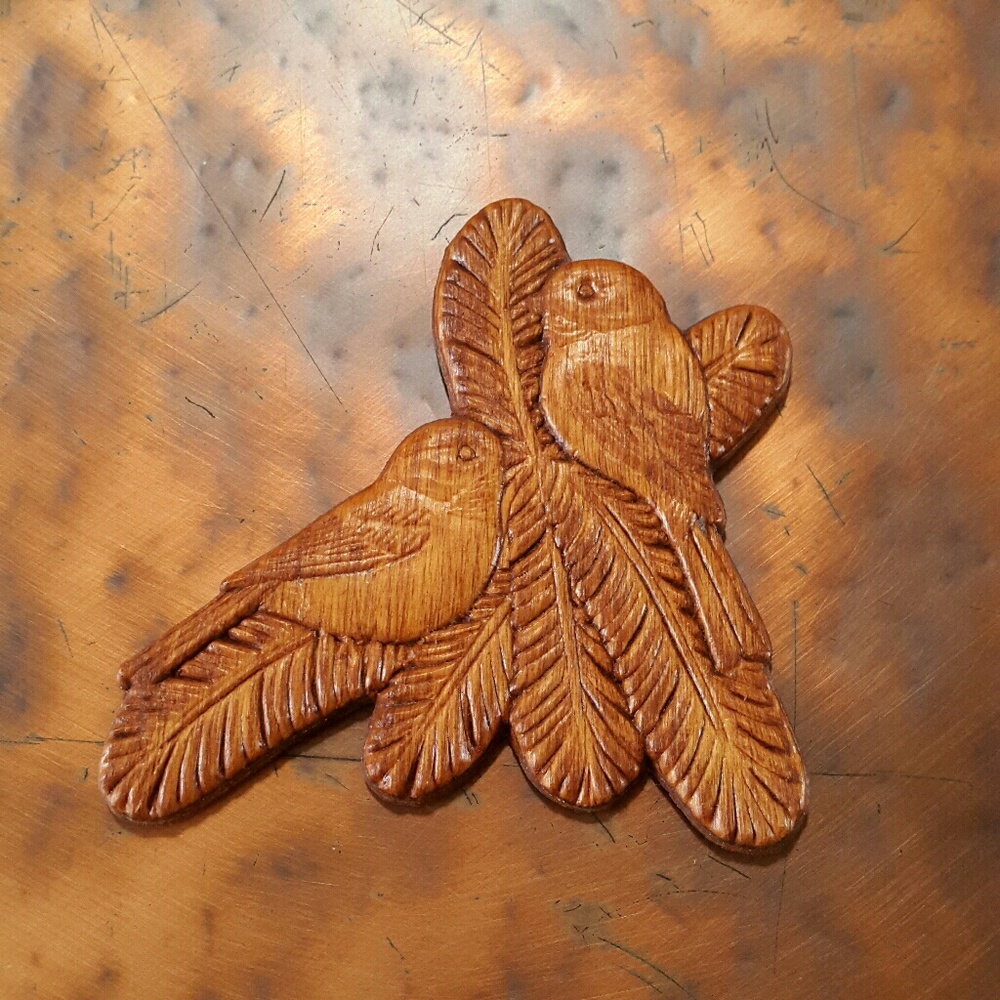 #65 Love Birds Fridge Magnet Dove Sparrow Bird Wooden